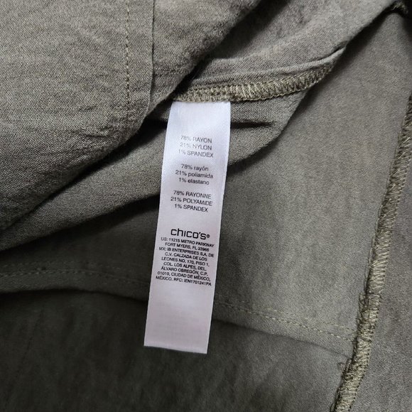 Chicos Jacket Womens 1 Medium Army Olive Green Stretch Lightweight Blazer - Picture 11 of 12